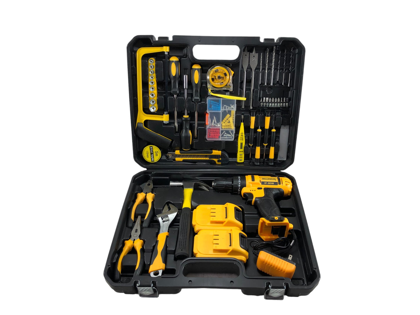 Taladro Percutor 36v Inalámbrico 2baterías + 92 Herramientas