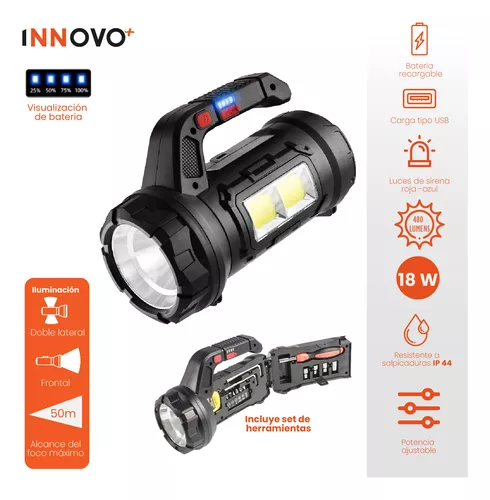 Linterna Led Multifunción Kit Herramienta Básica y  Recargable